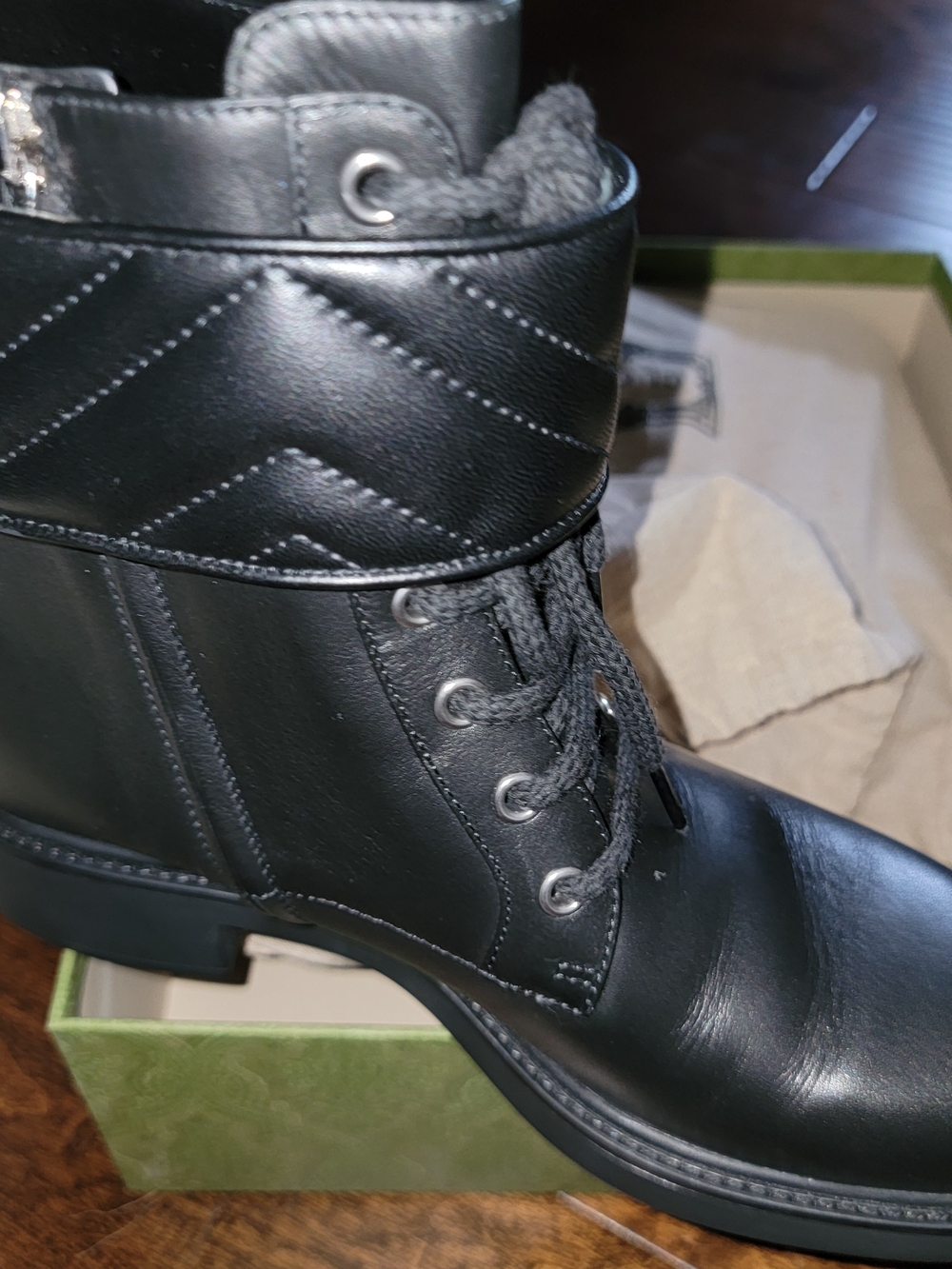 Gucci Black Leather Logo Ankle Boots - Picture 11 of 12